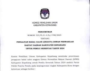Pengumuman Pengajuan Bakal Calon Anggota DPRD Kepahiang 2024